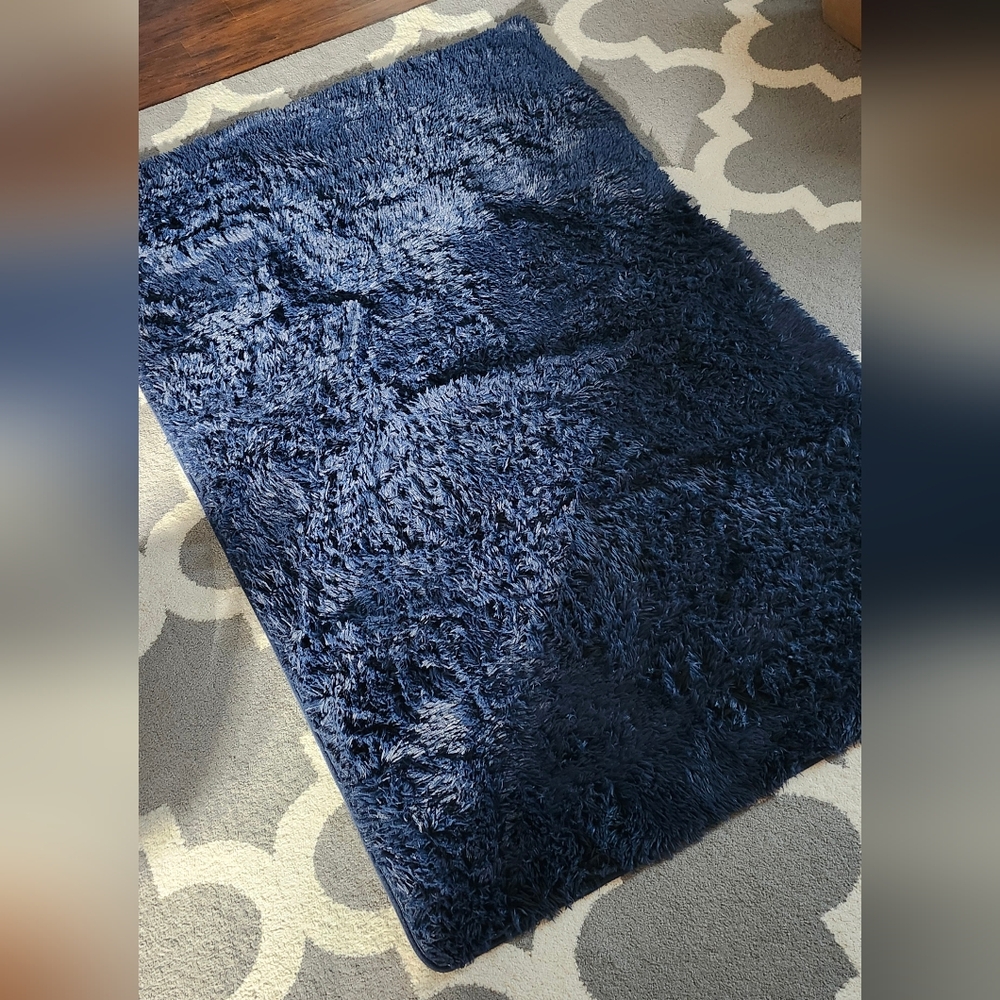 6×4 Blue Shag Rug